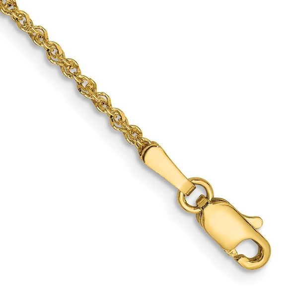 Kazi Luxury 14k Yellow Gold 10 inch 1.7mm Ropa with Lobster Clasp Anklet,New Products : American Fashion Style Bags On Sale